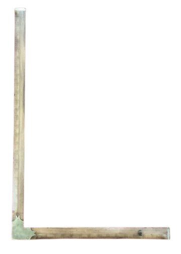 Lineal 7 Winkellineal, Holz mit Messingbeschlag, Vintage