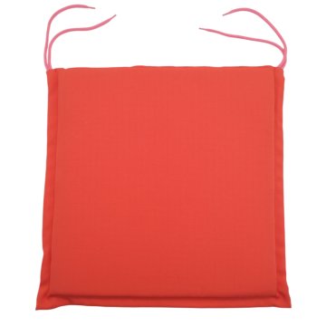 Sitzkissen 40x40, rot, Polyester, rundum abgesteppt, pinke Schnürsenkel als Bänder
