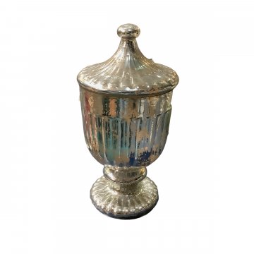 Vase, Deckelvase, Glas, silber, Pokal, H: 48cm