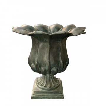 Vase, Amphore, Bronze, grün, Blütenform, H: 38cm