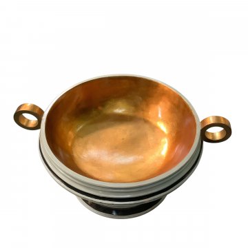 Schale, Amphore, 2 Griffe, beige / schwarz gestreift, innen gold, H: 23cm