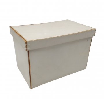 Box mit Deckel, Leder, rechteckig, weiß, 15x24x17cm