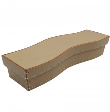 Schreibtisch/Deckelbox Box, mit Deckel, Kernleder beige