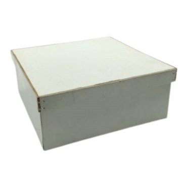 Box mit Deckel, Leder, weiß