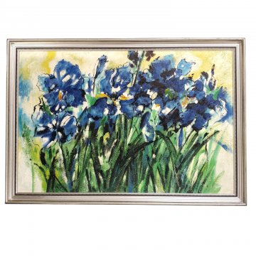 Ölbild &quot;Iris&quot;, Expressionismus, im silbernen Holzrahmen, 68x98cm