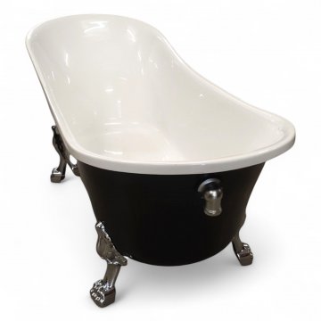 Badewanne,PARIS, Acryl, außen schwarz, verchromte Löwenfüße, incl. nostalgie Standarmatur mit Flügelreglern und Handbrause