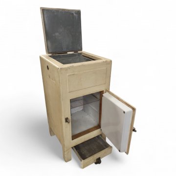 Kühlschrank/Eisschrank ESCHENBACH, Holz beige lackiert, H90xB/T50, Klappe, Tür, 4-füßig, Chromgriff