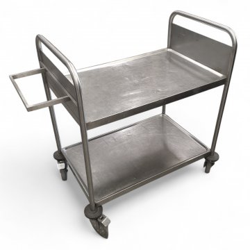 Küchenarbeitswagen, Edelstahl, 2 Böden, Gummiräder, Griffstange, H95xB85xT52