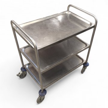 Küchenarbeitswagen, Edelstahl, 3 Ablagen, 4 Gummirollen, H92xB82xT52
