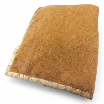 Tagesdecke, Kamelhaar, hellbraun, Rand Samtband beige, 150x200