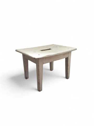 Fusshocker, WHITEL, Fussbank, Holz, weiß, beige, rechteckig klein, L 23cm, B 32cm, h 22cm,