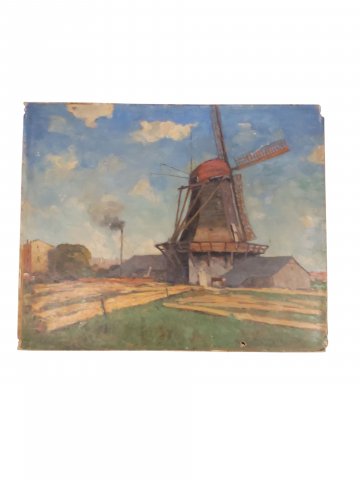 Öilbild, auf Pappe &quot;Windmühle&quot;,60x70cm