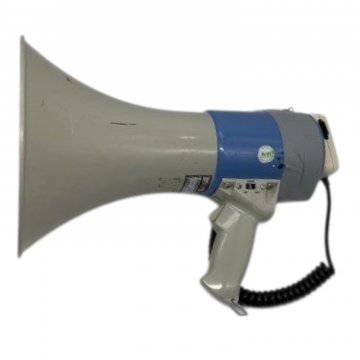 Megaphone, blau-weiß, weißer Sprechadapter, 38cm 
