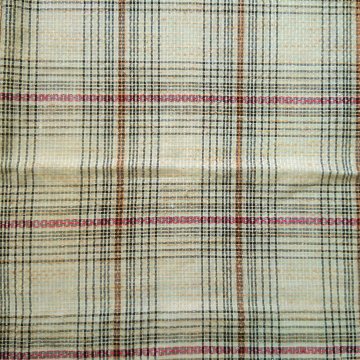 Dekostoff 245x145 creme, braun/schwarz/rotes Karoraster