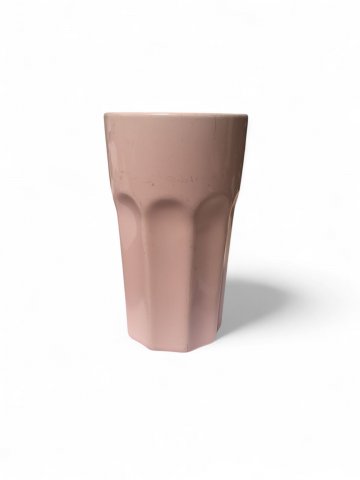 Kaffeebecher AEKI, Keramik, rosa, H: 15cm, Rand leicht abgeplatzt