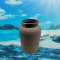Vase, Saigon, grau Ton, strukturiert, mit Metallring, S