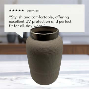 Vase, Saigon, grau Ton, strukturiert, mit Metallring, S