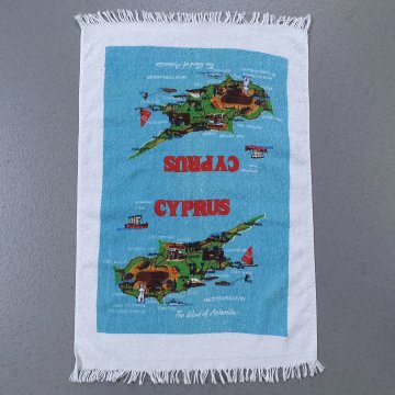 Gästehandtuch 60x40 hellblau, CYPRUS als Insel, Fransen, weiß