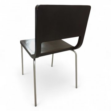 Stuhl CALLIGARIS, Schale wenge dkl.braun gebeizt, gebogen, Öffnung mittig, Metallgestell silbergrau
