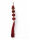 Dekokugeln ASIA, 4 Kugeln an roter Kordel, Kugeln rot-gelb mit Asia-Motiven, Kordel u. Fransen rot, 50cm
