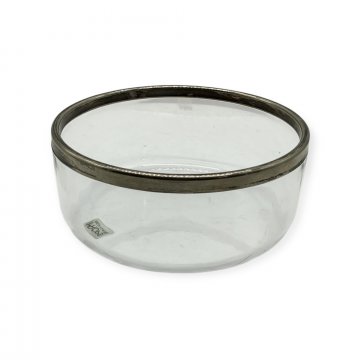 Schale / Glasschale mit Silberrand, versch. Ausführungen geschliffen / glatt