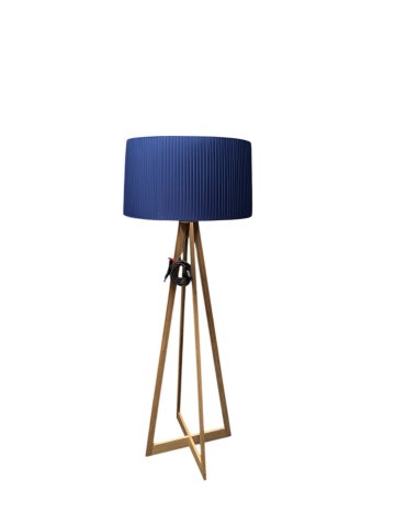 Lampenschirm, blau, leicht konisch, Stofffalten, H33cm, Ø60cm