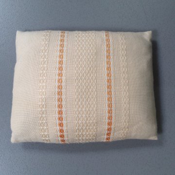 Kissen 50x40 Dralon, creme, Musterblockstreifen in orange + creme