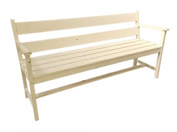 Gerichtsbank Holz, Lattensitz u. Lehne,170x50cm, h 85cm 2x naturfb., 5x weiß