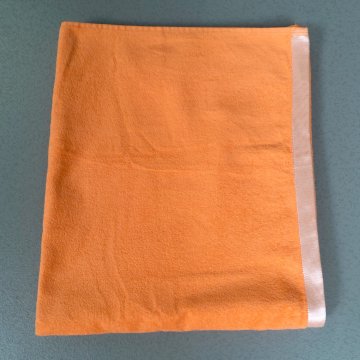 Badetuch 150x90 Frotteé, lachsorange, Glanzeinfassung in rosa