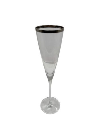 P- Sektglas, Platinrand, Ø 7cm, H: 28cm, konisch geformt