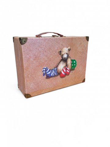 Kinderkoffer TEDDY groß, 36 x26 x13cm, Metallecken