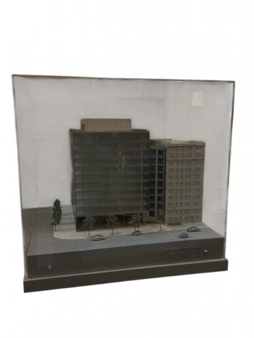 Architekturmodell, NEW YORK- Bürogebäude, Gebäude mit Glasfassade u. Betonanbau
