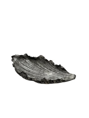 Deko-Teller, Schale, Blatt, Silber 45x22x7cm