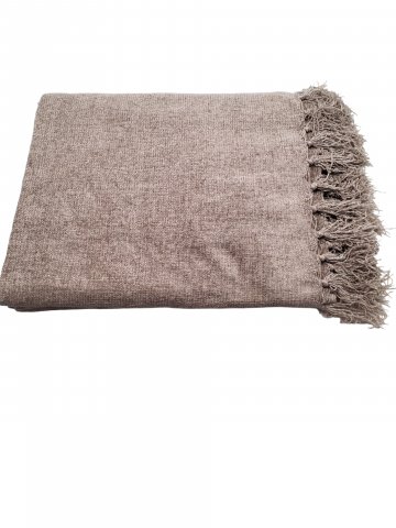 P- Plaid 160x190cm, beige/braun meliert mit Fransen, Chenille