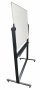 Whiteboard, DENN, (90x120cm), auf schwarzem Gestell, Mobil und drehbar, 4 Rollen mit Feststellbremse, mit Ablage, 64x138x198cm
