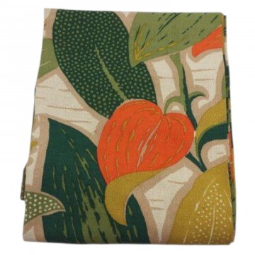 Vorhang, ca.120x235cm, große vers.Blätter in grün+orange