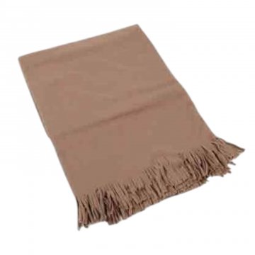Fleecedecke 165x200cm beige flauschiges Polyester, Fransen