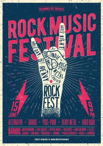 Poster Plakat, Rock Musik Festival, DIN A1, 59,4 x 84,1cm,  (WSA531)  RECHTEFREI