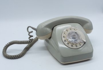  Telefon, mit Wählscheibe, grau/grün/orange, Deutsche Post, 70er 