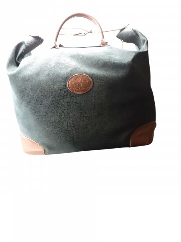 Tasche / Weekender, Kunstleder, grün mit Braunen Lederapplikationen, BRICS