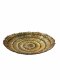 P- Schale, Glas, Blattgold, belegt, geriffelte Struktur, Rand ausgefranst, Ø 40cm, H: 8cm 