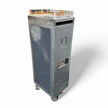 Trolley, Flugzeug Servierwagen, Containertrolley, ALU, silber/grau, 1 Tür, auf Rollen, Plexiablagefach