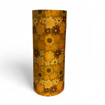 Schirm FLEURESSE, braun-gold, Textil &amp; Folie, Blumenmotive, zylindrische Form, offen, Aufhängung unten E27