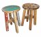 Hocker ONE WORLD, Holz antik, verschieden bunt gestrichen, runde Sitzfläche ø25, h 45cm