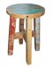 Hocker ONE WORLD, Holz antik, verschieden bunt gestrichen, runde Sitzfläche ø25, h 45cm