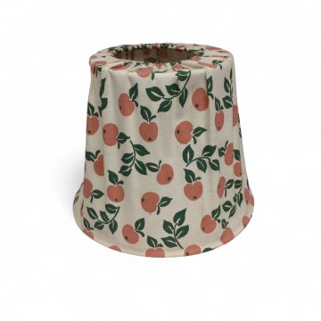 Stoffsteckschirm, Baumwolle, creme mit rosa/grünen Apfelmotiven, konisch, 18cmH, Ø22cm