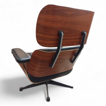 Ruhesessel, Lounge Chair, Palisanderschale, Säule schwarz, Lederpolster schwarz/poliert, Charles Eames, Vitra