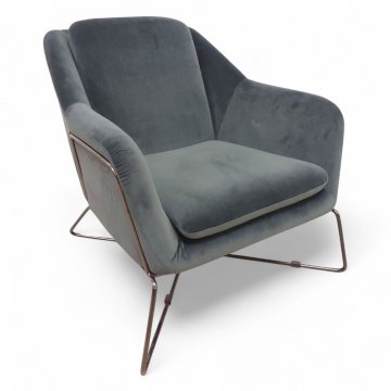 Sessel, GIN, Stoffbezug, petrol blau, Untergestell Metall, bronciert schwarz