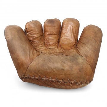 Sessel JOE, Baseballhandschuh, Leder braun, auf Rollen, Ca. B185xT110xH85, Ca. 50 Kg