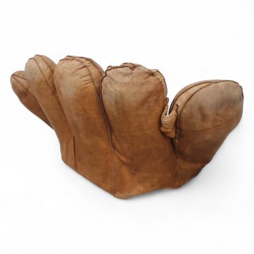 Sessel JOE, Baseballhandschuh, Leder braun, auf Rollen, Ca. B185xT110xH85, Ca. 50 Kg